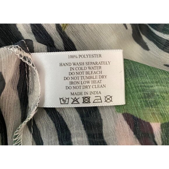 America & Beyond Tropical Zebra Print Kimono Cardigan With Pom Pom Trim Large - Picture 5 of 11